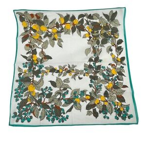 Lemon Fruit Botanical Scarf Women Garden Party Cottage White Green Yellow